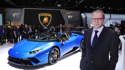 Stefano Domenicali and The Huracan Performante Spyder 3