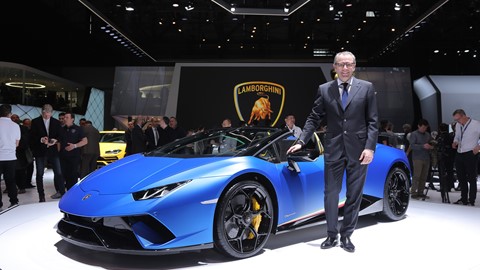 Stefano Domenicali and The Huracan Performante Spyder 2