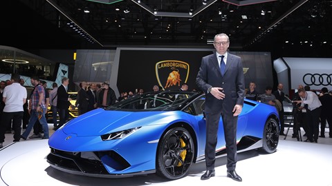 Stefano Domenicali and The Huracan Performante Spyder 1