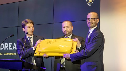 Andrea Baldi, CEO Lamborghini EMEA; Ross Park, Director Park's Motor Group; Andrea Cavedagni, Head of UK