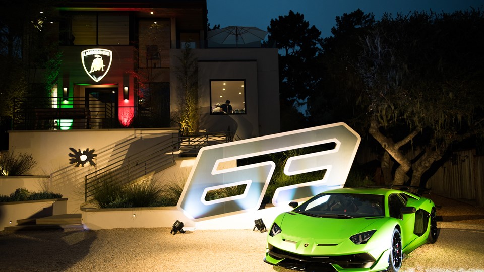 Aventador SVJ on display at Lamborghini Lounge Monterey