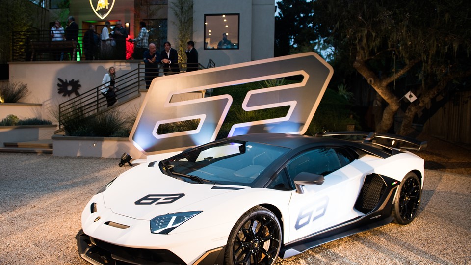 Aventador SVJ 63 on display at Lamborghini Lounge Monterey